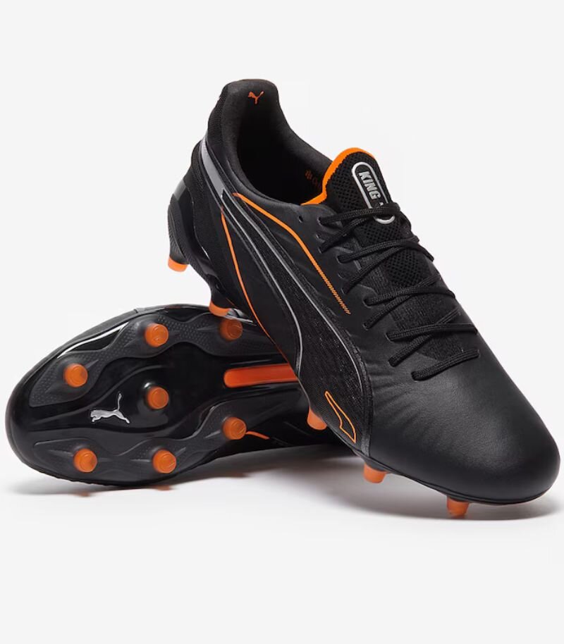puma king football boots in black with orange details